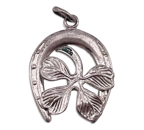 sterling silver four leaf clover wishbone pendant