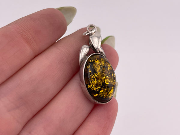 sterling silver amber pendant