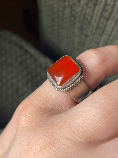 size 5.25 sterling silver carnelian ring