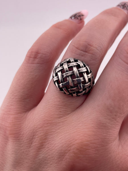 size 7 sterling silver stoneless basket weave ring