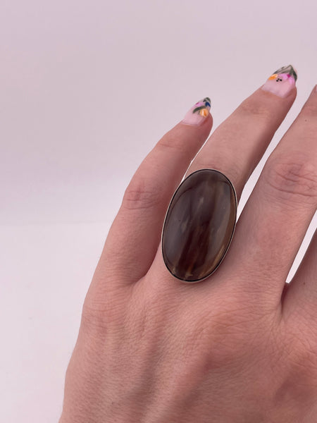 size 6 sterling silver brown agate ring