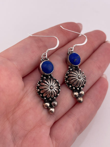 sterling silver lapis hook dangle earrings