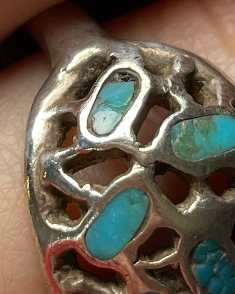 size 10.25 sterling silver unique turquoise ring **AS IS**