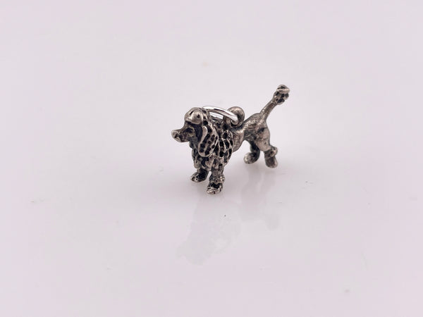 sterling silver solid 3D poodle dog charm pendant
