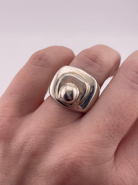 size 6.75 sterling silver chunky stoneless stacked profile ring