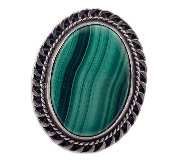 size 8 sterling silver malachite ring