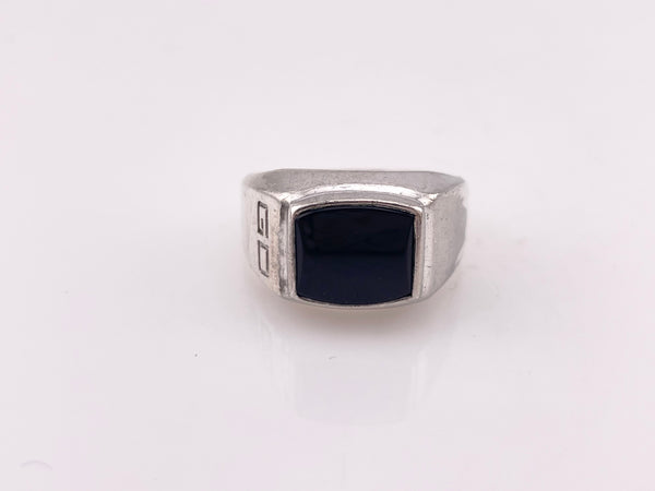 size 9.75 sterling silver onyx 'GD' letters initials ring