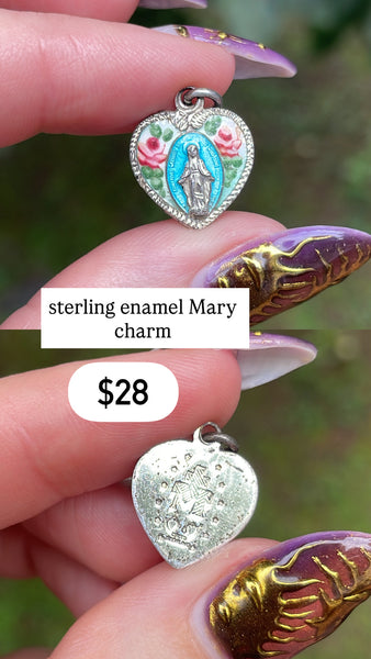 RESERVED PRIVATE LISTING -- sterling silver enamel Mary pendant A7