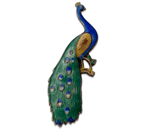 sterling silver enamel peacock brooch pin