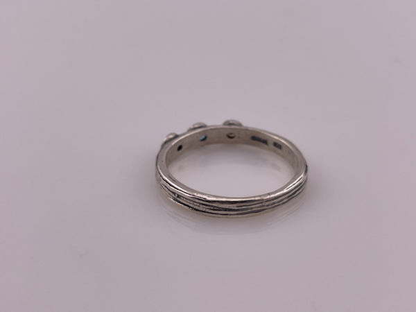 size 11 sterling silver faceted glass textured band ring