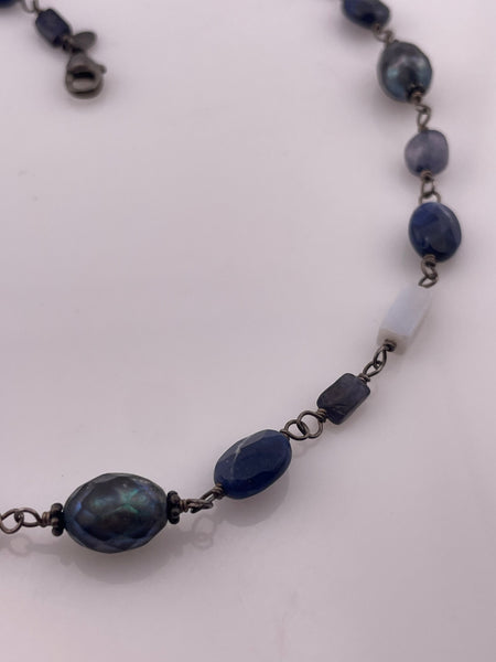 sterling silver 16" Silpada pearl sodalite lace agate iolite necklace