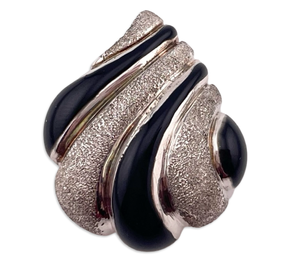 sterling silver textured black enamel paint pendant
