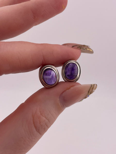 sterling silver amethyst post earrings ***Non sterling posts***