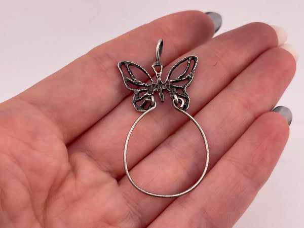 sterling silver butterfly charm holder pendant