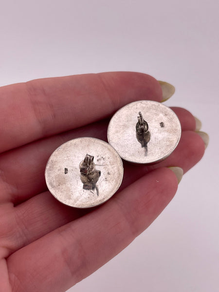 sterling silver etched dome post earrings