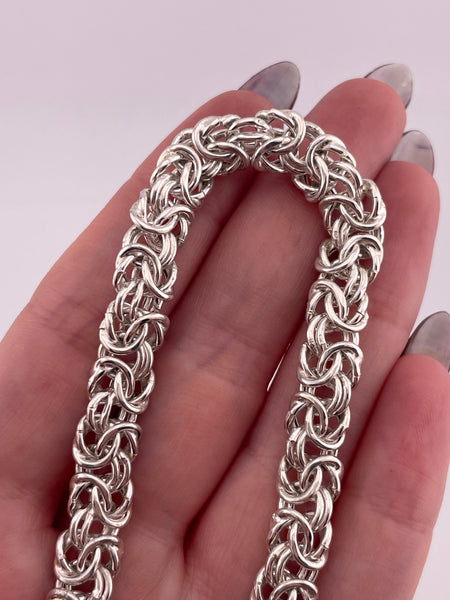 sterling silver 8" Byzantine chain link bracelet