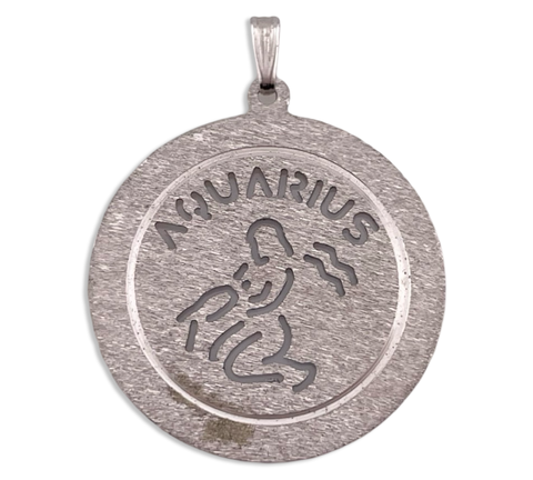 sterling silver zodiac Aquarius the Water Bearer etched cut-out design pendant