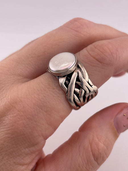 size 10 sterling silver Silpada wide band pearl ring