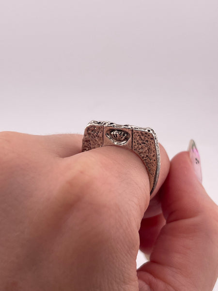 size 8 sterling silver stoneless textured raised profile bar ring