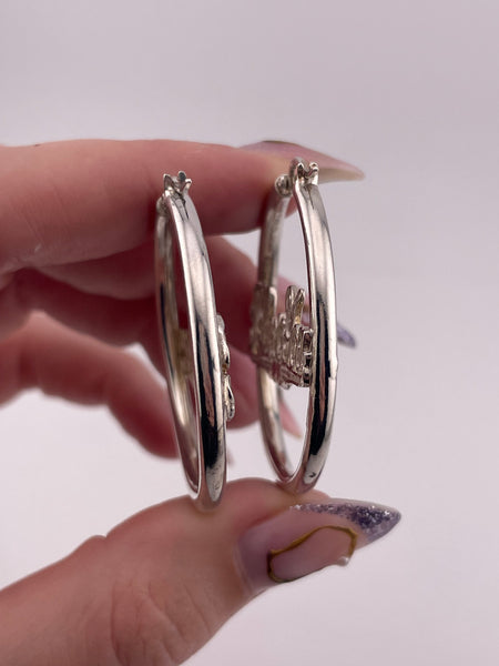 sterling silver "I Love You" hoop earrings