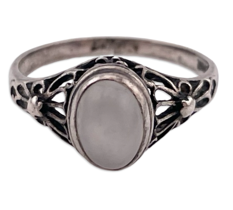 size 5.75 sterling silver moonstone ring ***Cut Band***