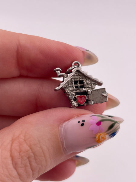 sterling silver home heart door pendant ***opens up***