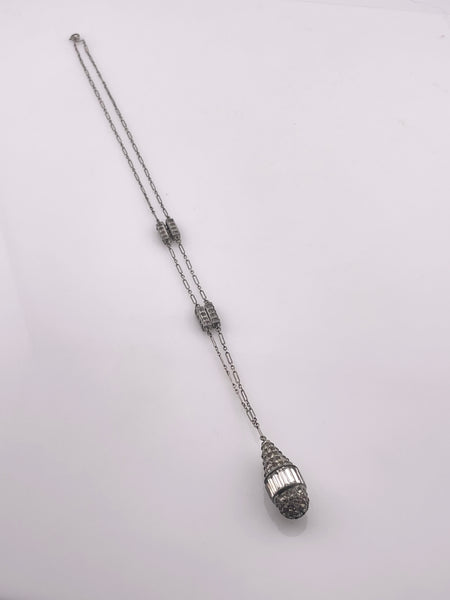 sterling silver chain 18-1/4" rhinestone necklace