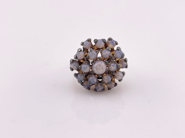 size 7 sterling silver gold wash shank foil glass ring ***Setting NOT Sterling***