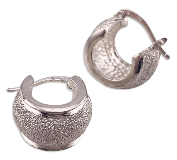 sterling silver textured huggie hoop earrings