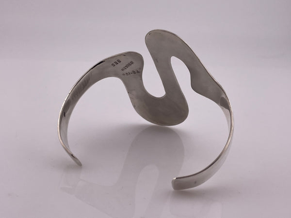 sterling silver Mexican chunky stoneless squiggle cuff bracelet