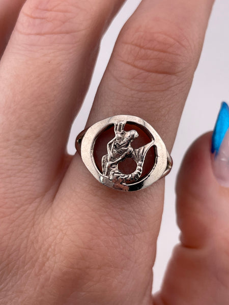 size 8.75 sterling silver merman with trident ring