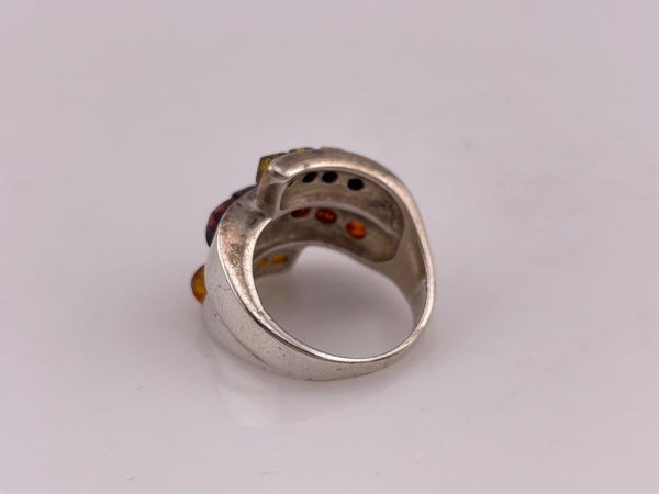 size 5 sterling silver tri-color amber ring