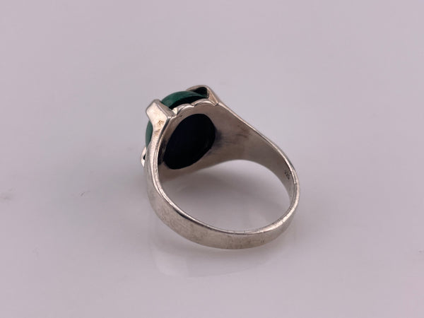 size 10.75 sterling silver malachite prong setting ring