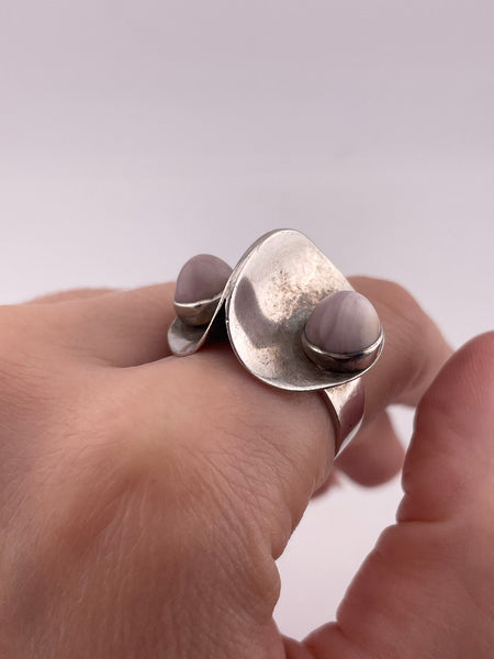 size 8.75 sterling silver artisan agate ring