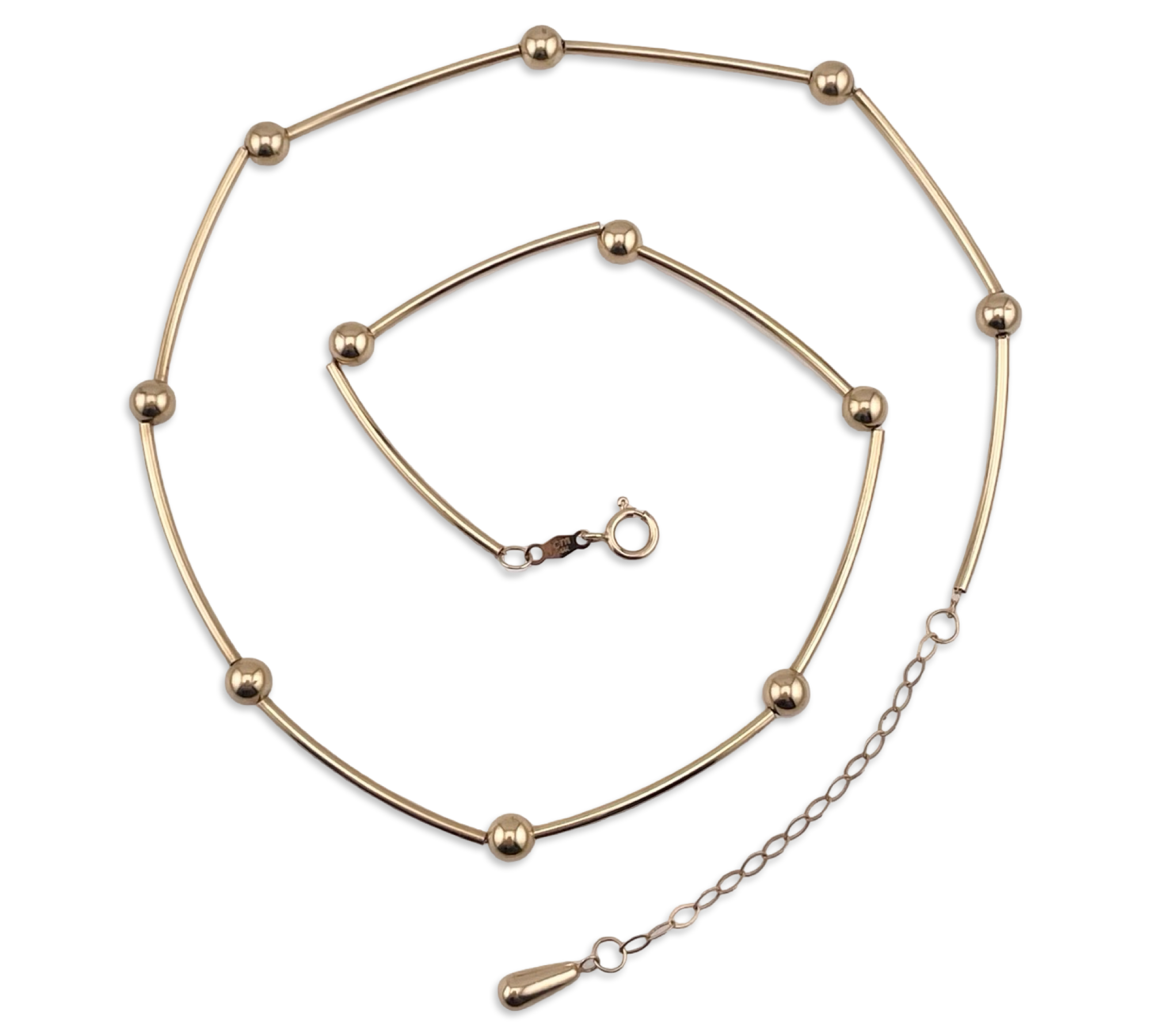 14k yellow gold 16-18" ball spacer necklace