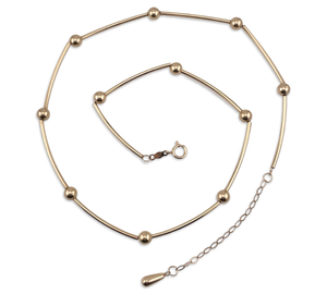 14k yellow gold 16-18" ball spacer necklace