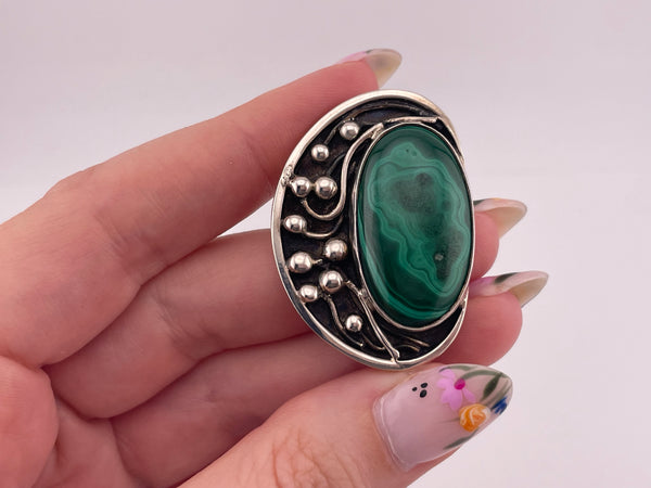 sterling silver malachite artisan pendant
