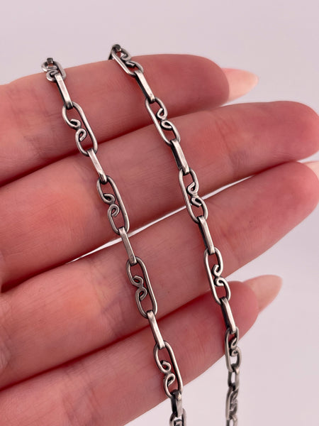 sterling silver 22" handmade Mexican scroll chain link necklace