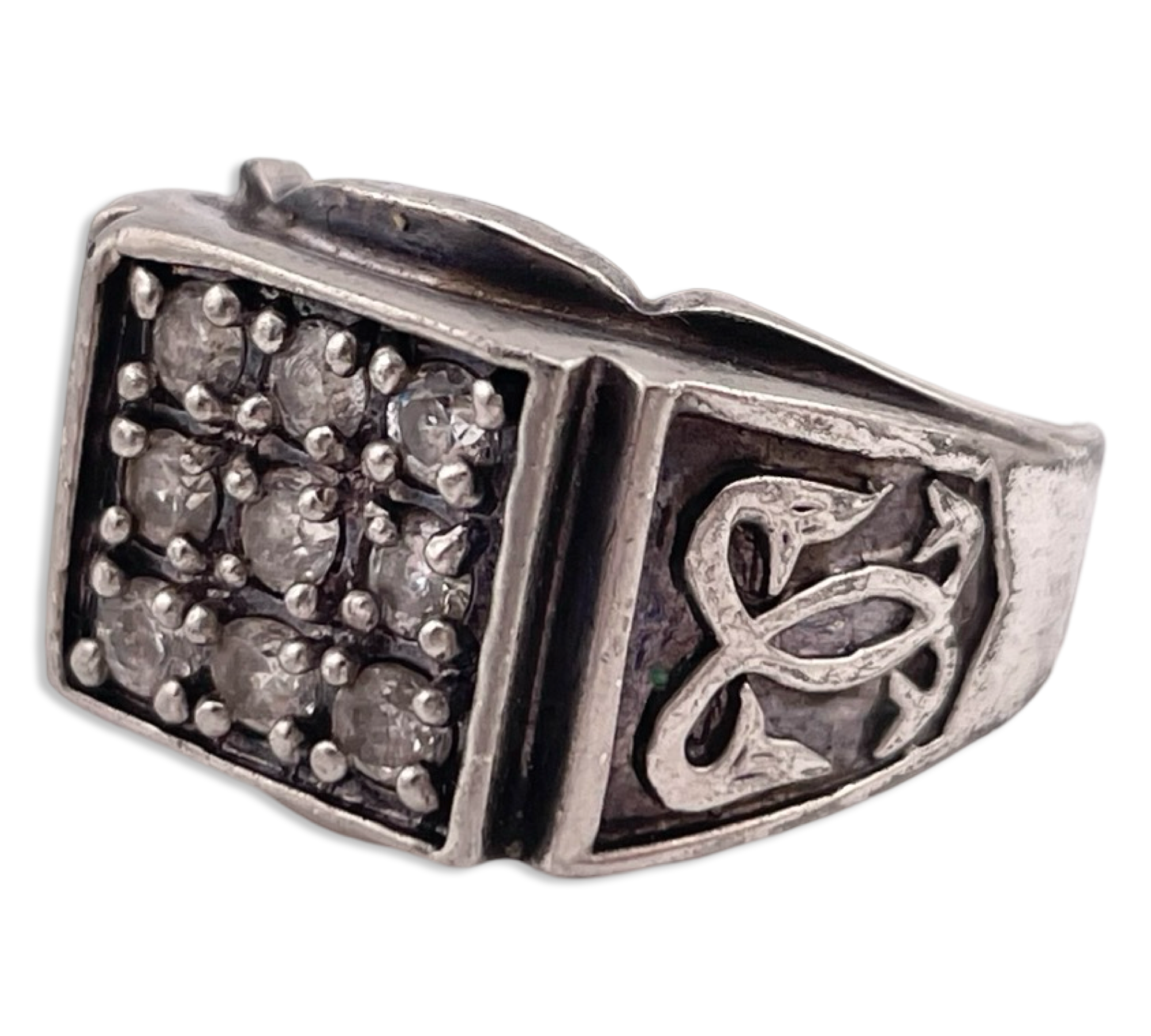 size 10.5 sterling silver rhinestone ring