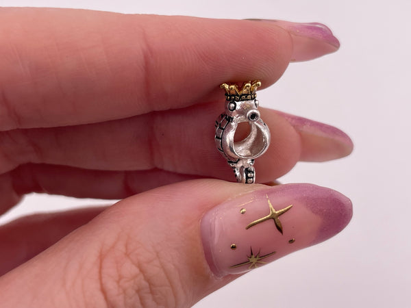 sterling silver gold wash seahorse crown bead pendant