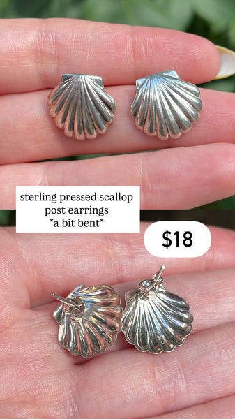 RESERVED PRIVATE LISTING -- sterling silver scallop post earrings A11