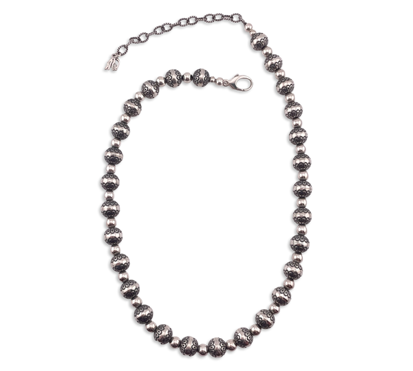 sterling silver Carolyn Pollack stamped bead stoneless pearl necklace