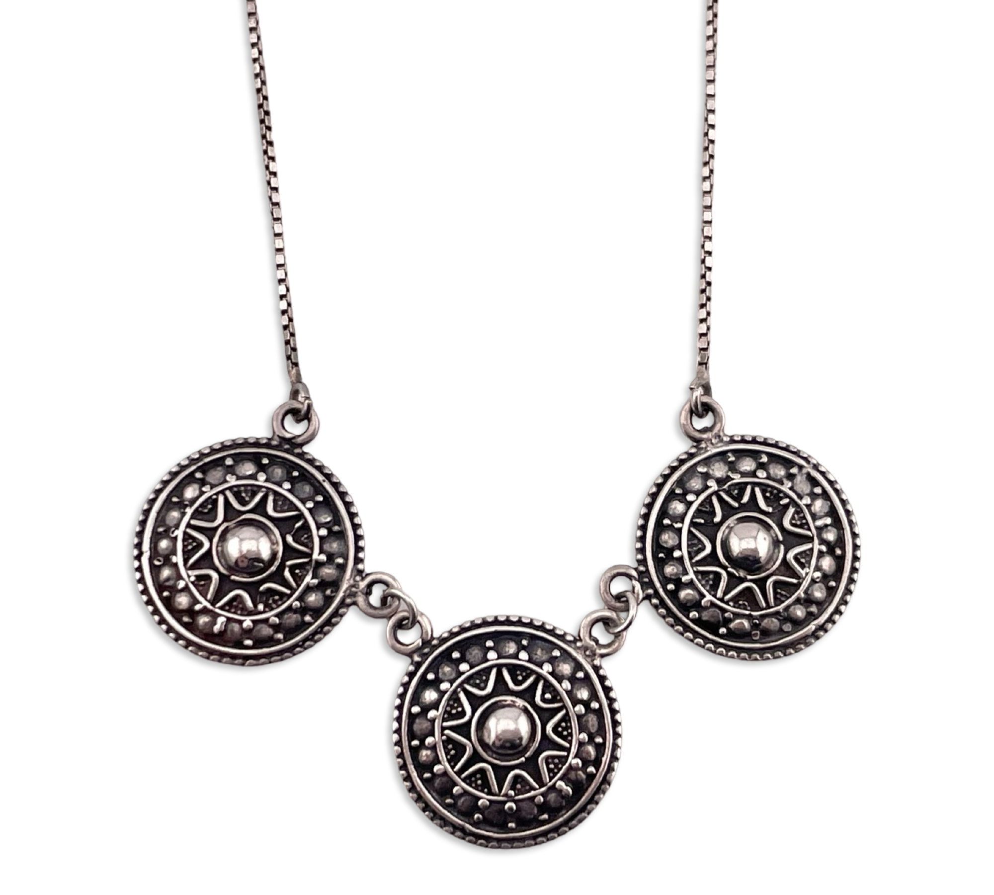 sterling silver discs pendant necklace