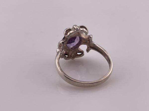 size 10.75 sterling silver Kabana faceted amethyst dot textured cross ring