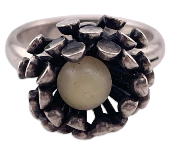 size 6.5 sterling silver Beau abstract plastic adjustable band ring