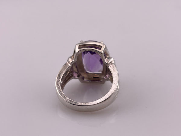 size 8.25 sterling silver faceted amethyst dot design ring