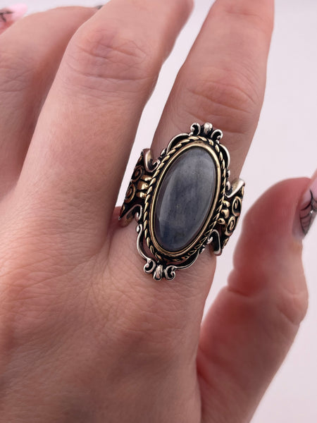 size 8.25 sterling silver & brass Relios Carolyn Pollack labradorite ring