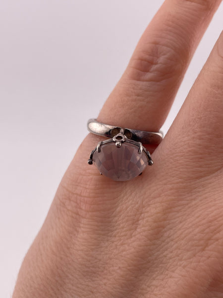 size 5.75 sterling silver faceted pink quartz charm ring