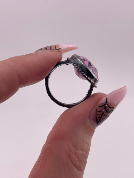 size 4 sterling silver faceted purple glass ring **AS IS**