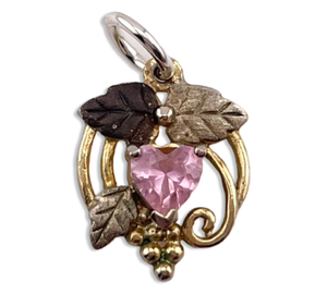 sterling silver faceted pink glass gold plated pendant